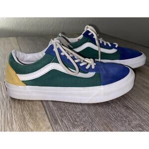 Vans Old Skool Size Mens 4.5 / Women’s 6 Blue Yellow Green Suede Sneaker Shoes